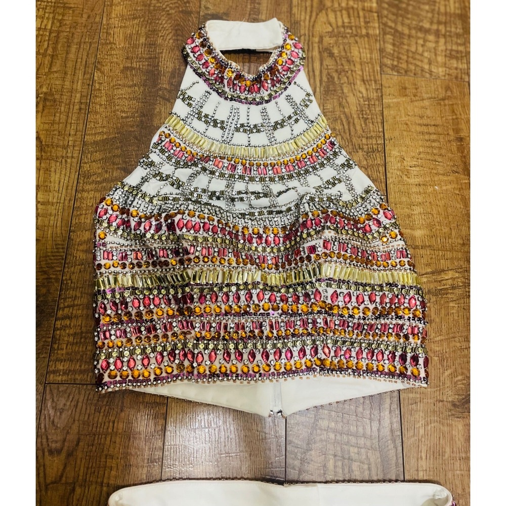 Dave & Johnny Embellished Halter Top‎ and Skirt Set Party Cocktail Size 7/8 - Picture 3 of 11